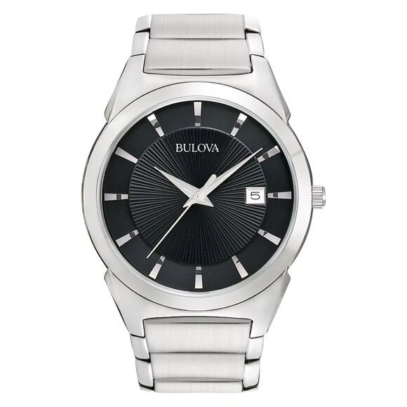 Bulova Men's Classic Quartz Calendar Silver Stainless Steel Watch 38 MM 96B149 - Picture 1 of 7